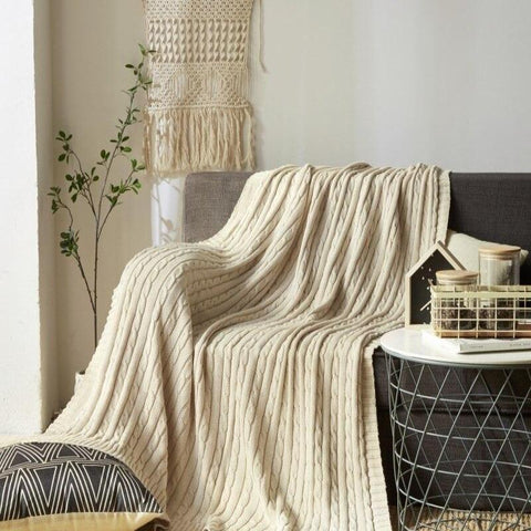 Plaid beige coton-Plaid-Ambiance Cosy