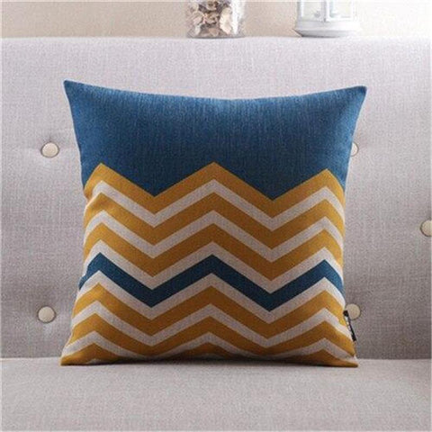 Housse de coussin 45x45 <br> Jaune et bleu-Ambiance Cosy