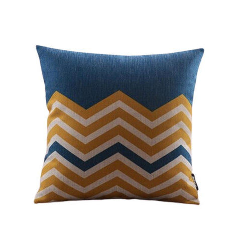 Housse de coussin 45x45 <br> Jaune et bleu-Ambiance Cosy