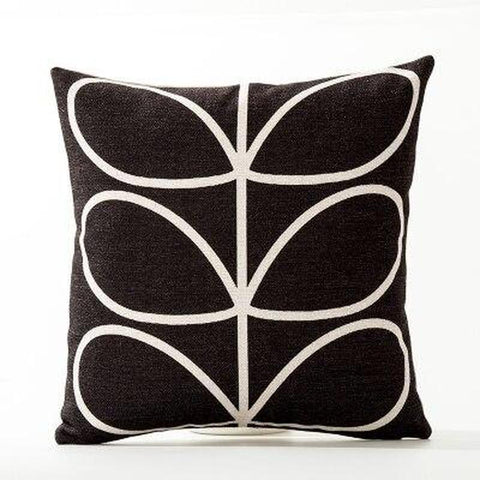 Housse de coussin 45x45 <br> Motif fleur abstrait noir-Ambiance Cosy