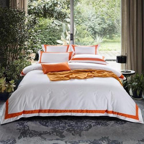 Parure de lit Premium-Parure de lit-Ambiance Cosy-Orange-Drap Plat-Taille Queen-Ambiance Cosy