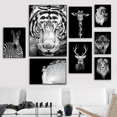 Tableau tigre noir et blanc