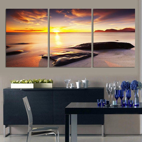 Tableau triptyque Coucher de soleil