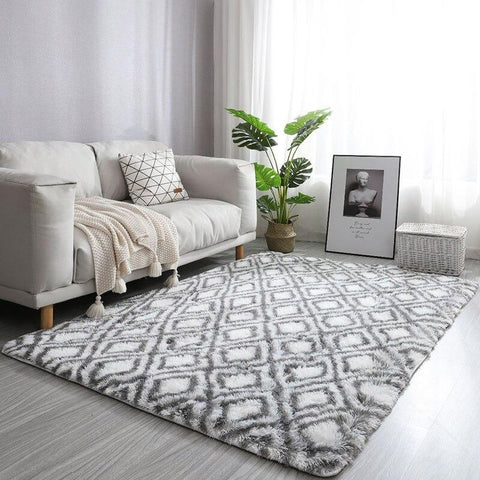 tapis losange blanc et gris-[product-type]-Ambiance Cosy