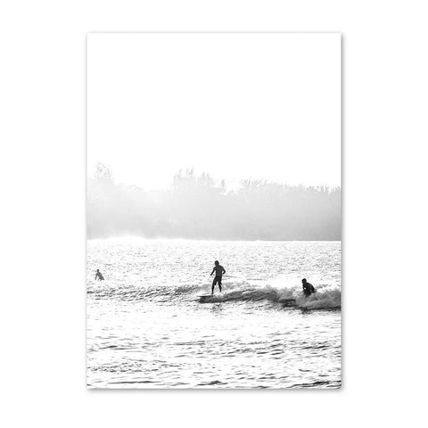 Toile photo surf noir et blanc