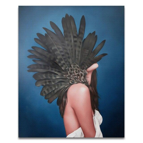 Toile visage plumes
