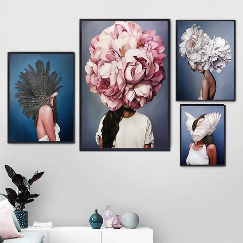 Toile visage plumes