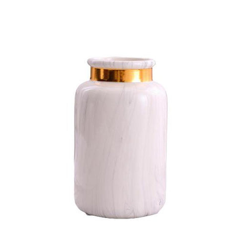 Vase Décoratif <br> Design Blanc Doré Vase Ambiance Cosy 18 cm 