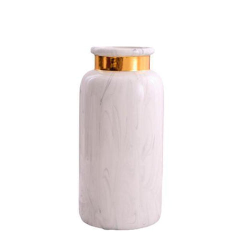 Vase Décoratif <br> Design Blanc Doré Vase Ambiance Cosy 25 cm 