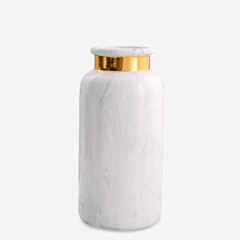 Vase blanc doré