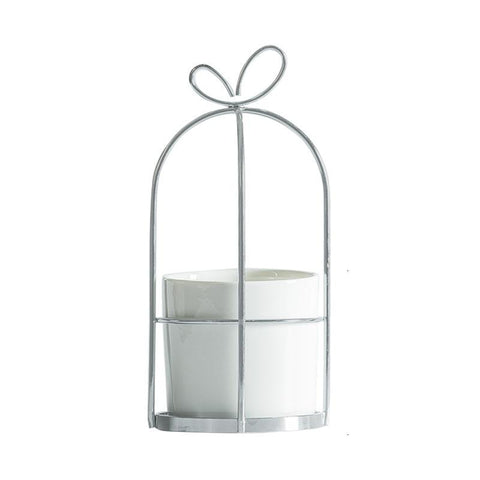 Vase Décoratif <br> Design Fleur Vase Ambiance Cosy Argent oval 